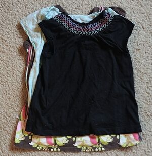 Vibrant Black Tee with Colorful Neckline